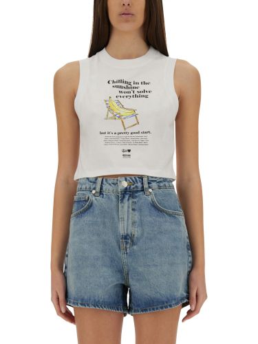 Cropped top with print - moschino jeans - Modalova