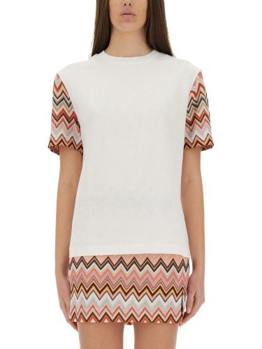 T-shirt with zig zag knit sleeves - missoni - Modalova