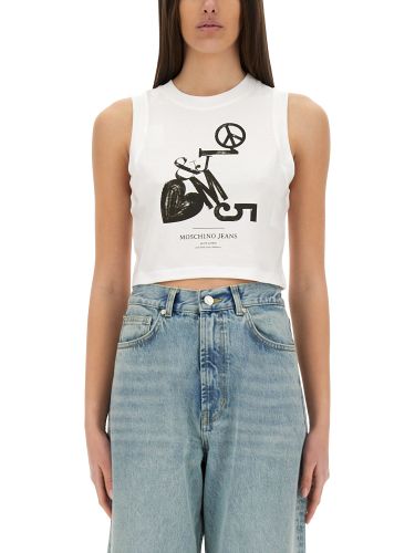 Cropped top with print - moschino jeans - Modalova