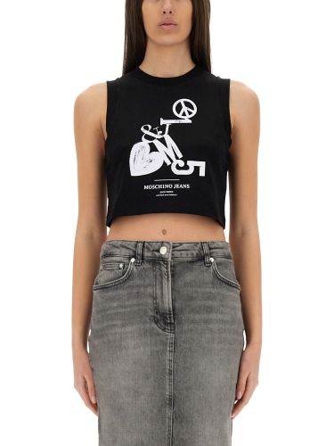 Cropped top with print - moschino jeans - Modalova