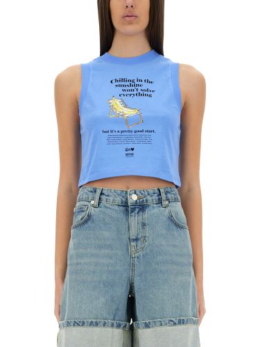 Cropped top with print - moschino jeans - Modalova