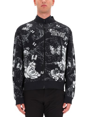 Cotton fleece bomber jacket - versace jeans couture - Modalova
