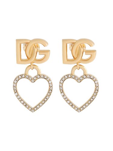 Stud earrings with hearts and logo - dolce & gabbana - Modalova