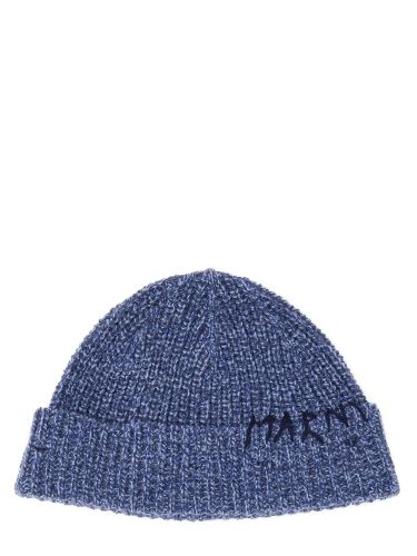 Beanie hat with " mending" embroidery - marni - Modalova
