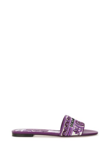 Slide sandal with embroidery - dolce & gabbana - Modalova