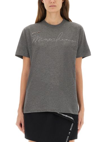 T-shirt with embroidered logo - moschino - Modalova