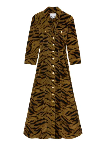 Ganni long dress with tiger print - ganni - Modalova