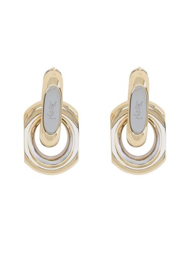 Orecchini "cassandre" a doppio anello in metallo - saint laurent - Modalova