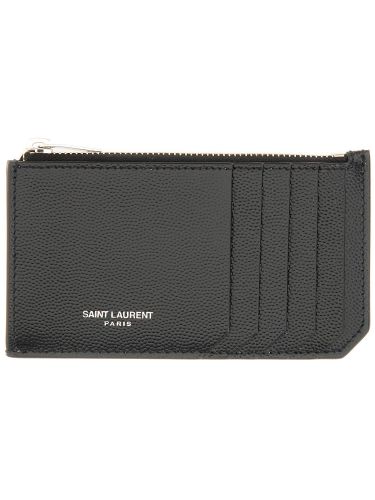 Portacarte con zip e logo - saint laurent - Modalova
