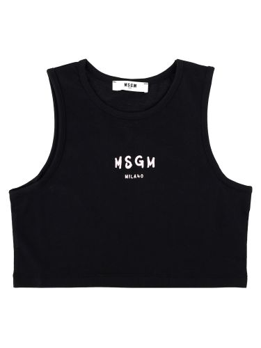 Msgm top cropped con logo stampato - msgm - Modalova