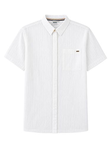 Camicia a maniche corte in seersucker a righe - boss - Modalova