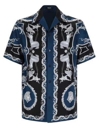Camicia in seta stampa baroque - versace - Modalova