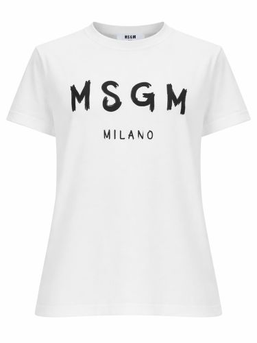 Msgm t-shirt con logo pennellato - msgm - Modalova