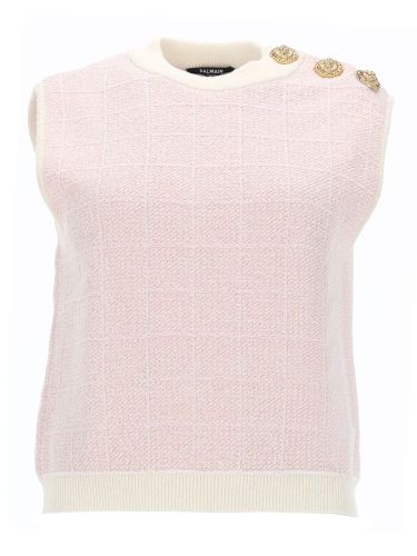 Sleeveless top with jewel buttons - balmain - Modalova