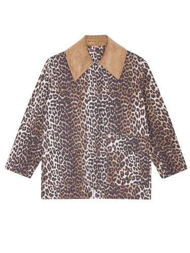 Ganni leopard print midi jacket - ganni - Modalova