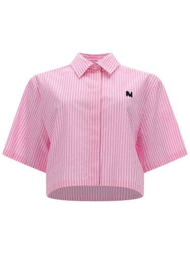 Msgm camicia crop con logo - msgm - Modalova