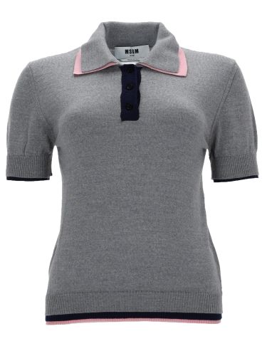 Msgm polo in lana con doppio bordo - msgm - Modalova