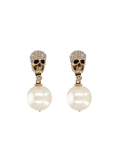 Skull earrings with pavé - alexander mcqueen - Modalova