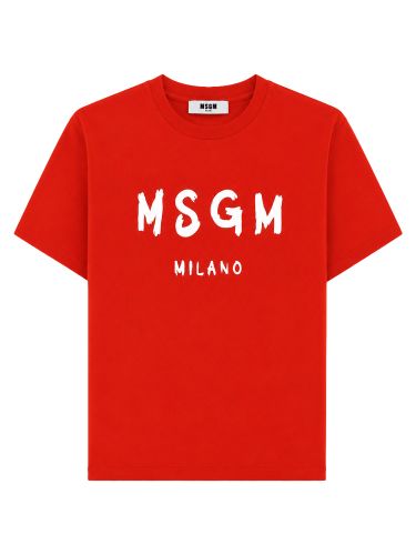 T-shirt a manica corta con stampa logo - msgm - Modalova