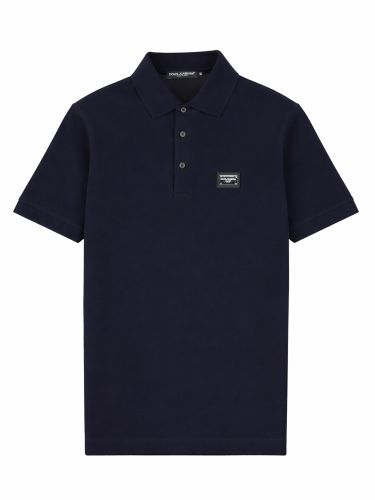 Dolce & gabbana polo con patch logo - dolce & gabbana - Modalova