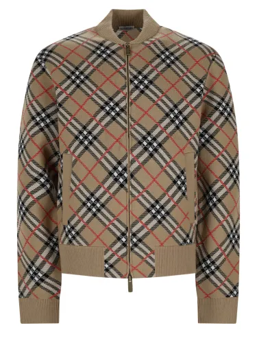 Maglia con zip e stampa check - burberry - Modalova