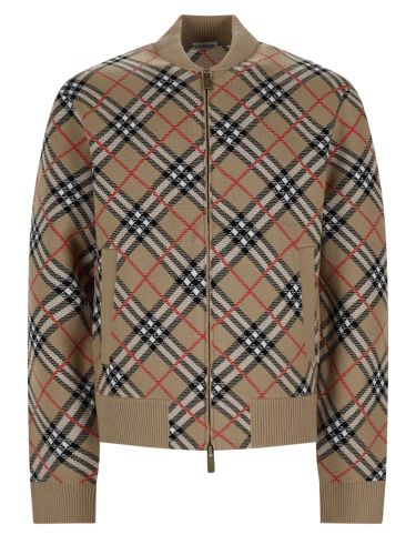 Maglia con zip e stampa check - burberry - Modalova