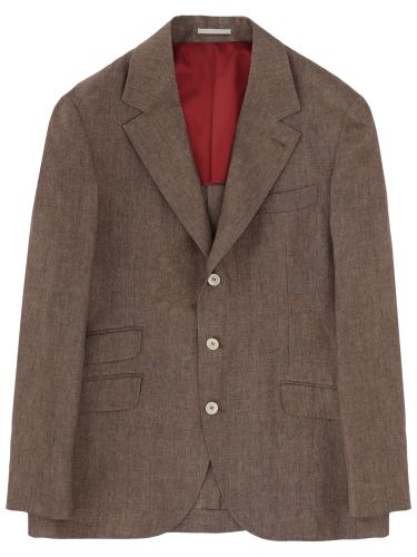 Single-breasted linen jacket - brunello cucinelli - Modalova