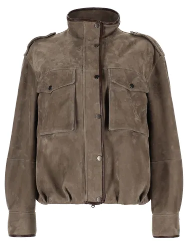 Brunello cucinelli leather jacket - brunello cucinelli - Modalova