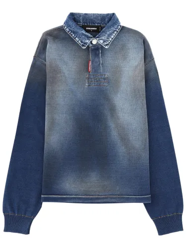 Polo shirt with denim effect - dsquared2 - Modalova