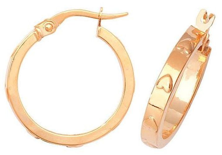 ER666 9k Yellow Gold Heart Hoop Earrings 15 Jewellery - James Moore TH - Modalova