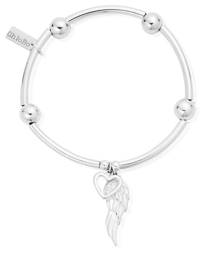 SBNB007703 Silver Noodle Ball Open Heart & Angel Wing Jewellery - ChloBo - Modalova