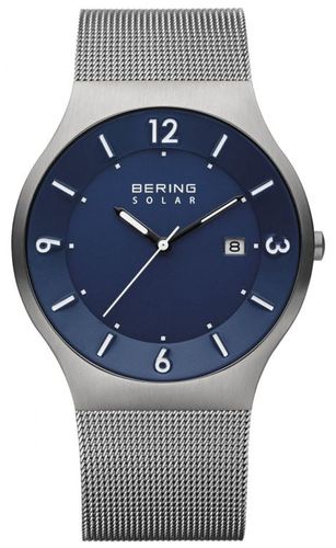 Men's Solar Dial Grey Stainless Steel Watch - Bering - Modalova