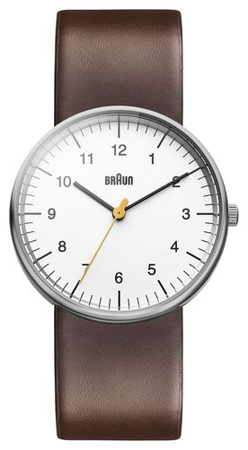 BN0021WHBRG Men's Dial Leather Strap Watch - Braun - Modalova