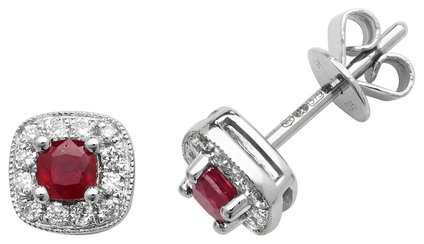 ED252WR 9k Gold Diamond Ruby Cushion Jewellery - James Moore TH - Modalova