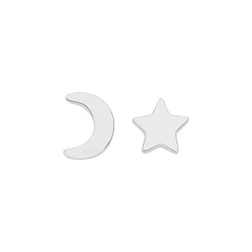 G51262 Silver Moon And Star Stud Earrings Jewellery - James Moore & Co - Modalova