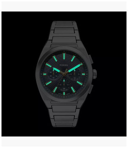 FS6175 Everett 44 mm Chronograph Stainless Steel Watch - Fossil - Modalova