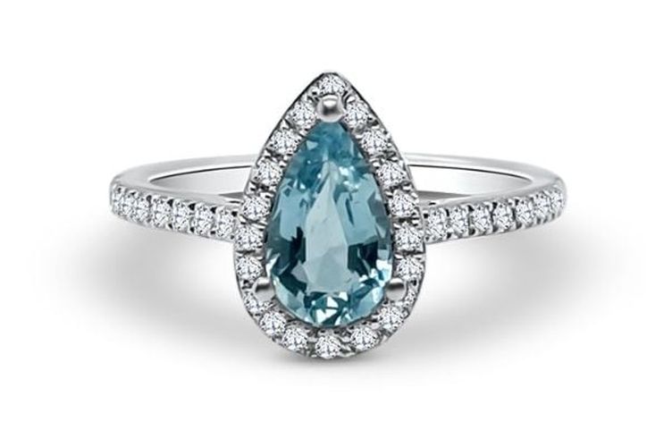 Bass Platinum Pear Shape Aquamarine and Diamond Jewellery - Bass Jewellery - Modalova