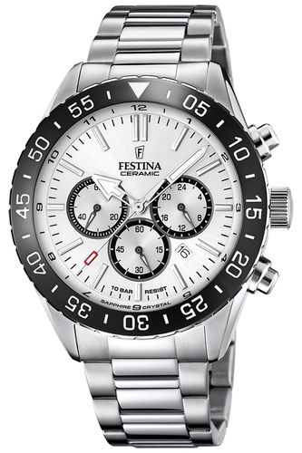 Men's Steel Chrono Dial & Black Ceramic Watch - Festina - Modalova