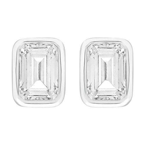 Single Stone Rubover Emerald Stud Jewellery - Perfection Crystals - Modalova