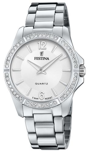 Ladies Steel With CZ Set & Steel Bracelet Watch - Festina - Modalova