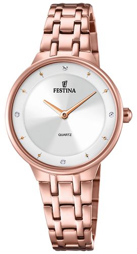 Ladies Rose-pltd. W/CZ Set & Steel Bracelet Watch - Festina - Modalova