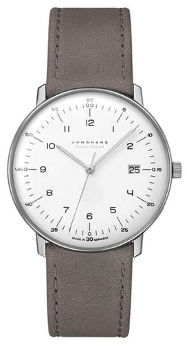 Max Bill MEGA Solar | Leather Strap Sapphire Watch - Junghans - Modalova