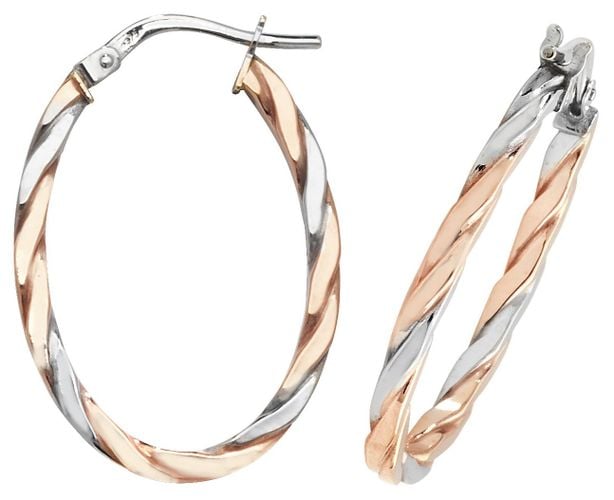 Ct Rose/White Gold Oval Hoop Earrings Jewellery - James Moore TH - Modalova