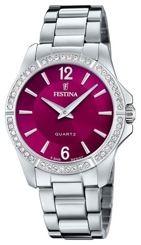 Ladies Steel With CZ Set & Steel Bracelet Watch - Festina - Modalova