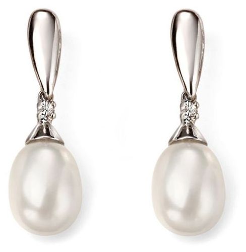 K Gold Diamond Pearl Drop Earrings Jewellery - Elements Gold - Modalova