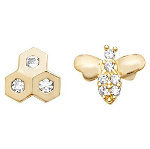 K Yellow Gold Bee Hive Stud Earrings ES615 Jewellery - James Moore TH - Modalova