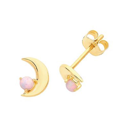 Ct Yellow Gold Opal Moon Stud Earrings ES664 Jewellery - James Moore TH - Modalova