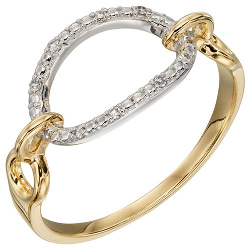 Diamond Open Oval Loop Ring Jewellery - Elements Gold - Modalova