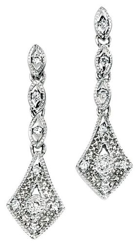 Ct Gold Diamond Vintage Drop Earrings Jewellery - Elements Gold - Modalova