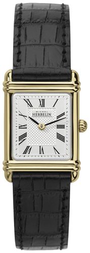 Women's Leather Strap Gold Tone Case Roman Num Watch - Herbelin - Modalova